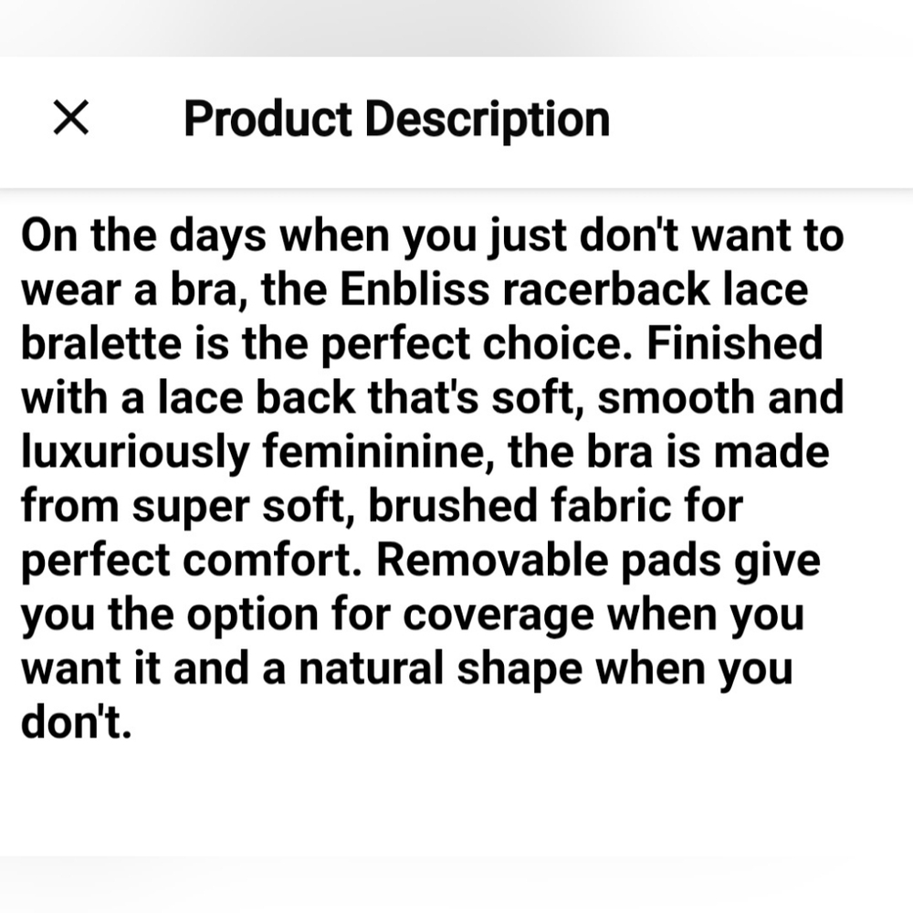 SOMA Brand New Enbliss Racerback Lace Wirefree Bralette - Picture 7 of 9